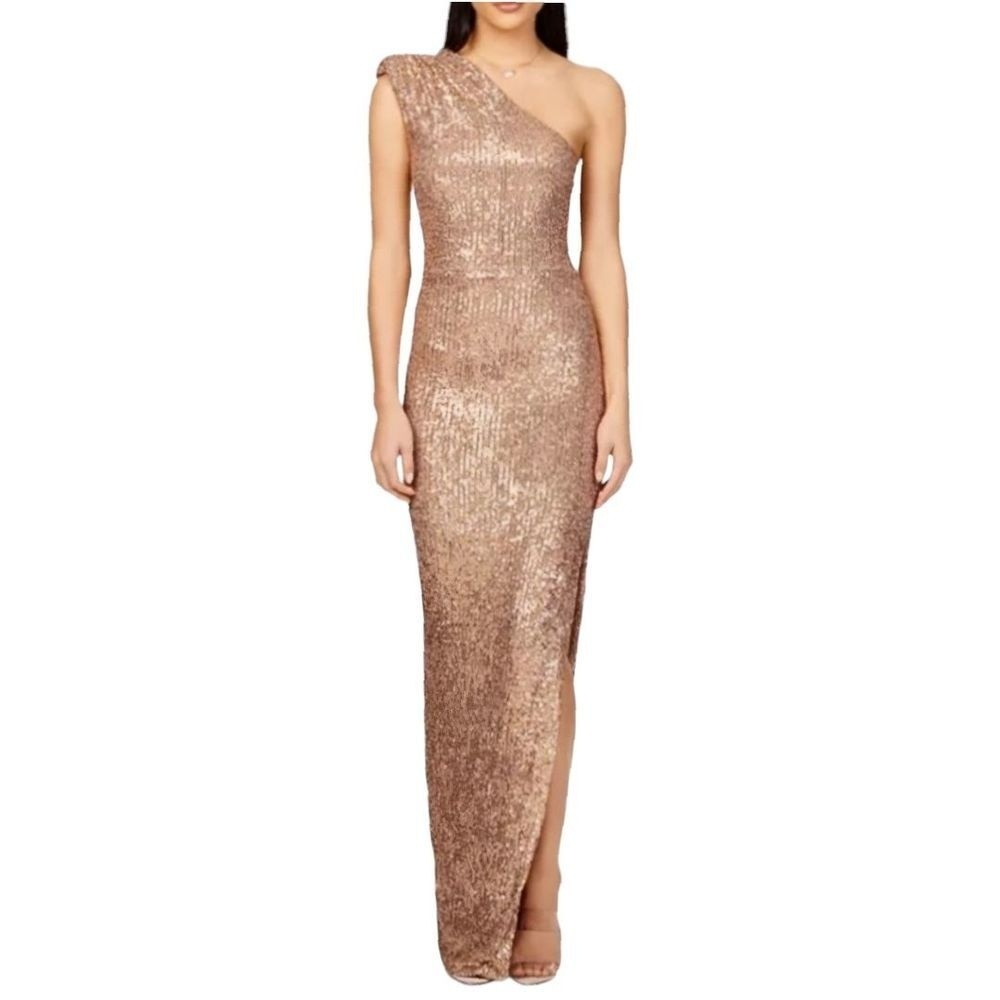 Nookie Veda Gold Sequin One Shoulder Evening Gown NWT Medium